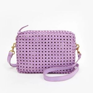 Clare V Lavender/lilac rattan midi sac